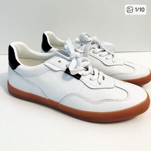 RACHEL ZOE Leather Gum Bottom Samba Style Sneakers.